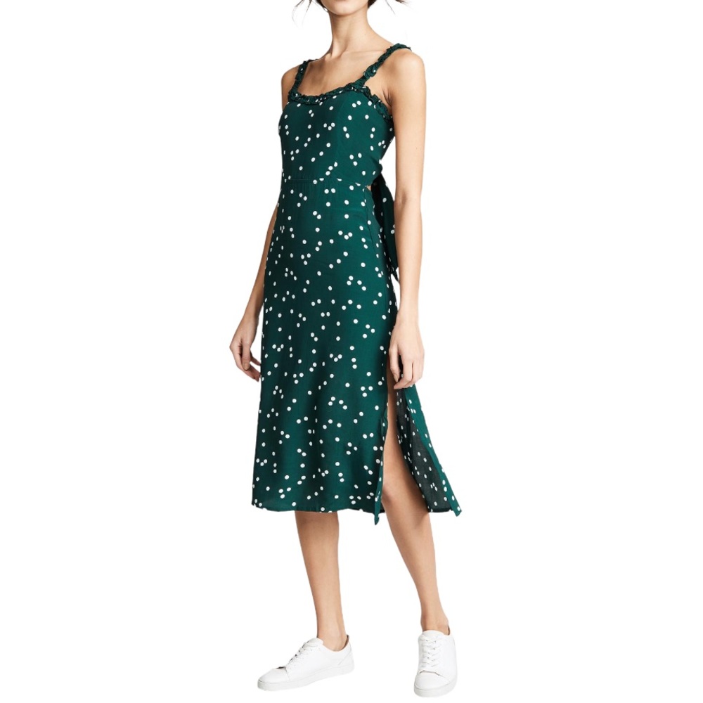 Faithfull the Brand Green Polka Dot Midi Dress